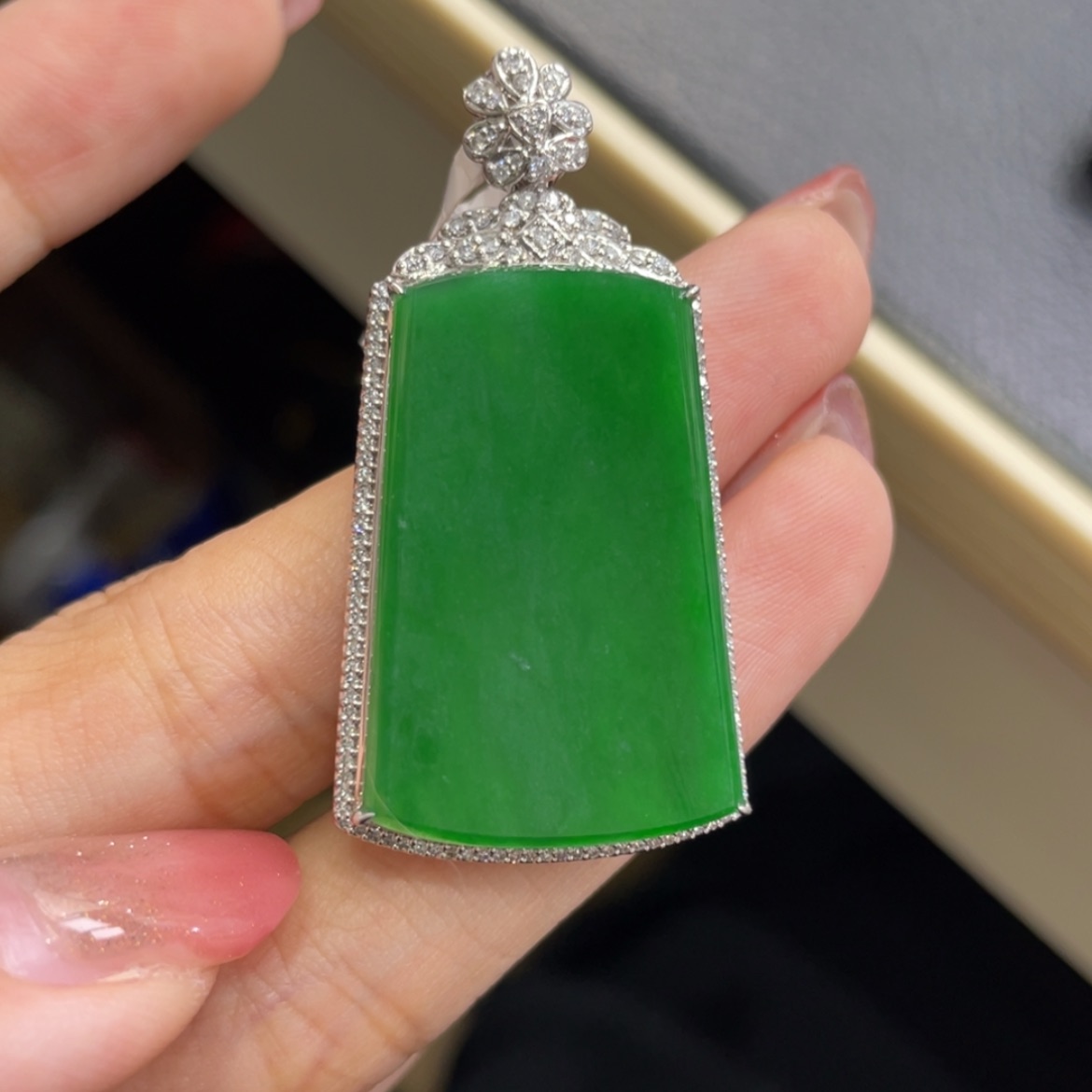 【闪购商品】翡翠颈饰18K金镶嵌萌*?