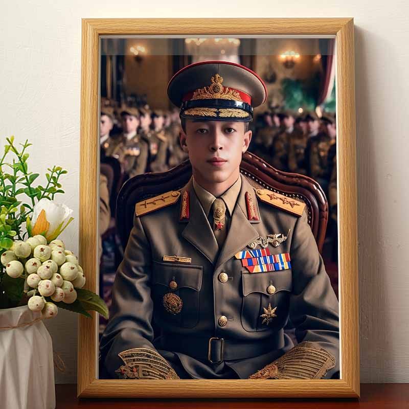 宇将军肖像搞笑挂画五星上将麦克阿瑟开国功臣名人装饰画相框摆台