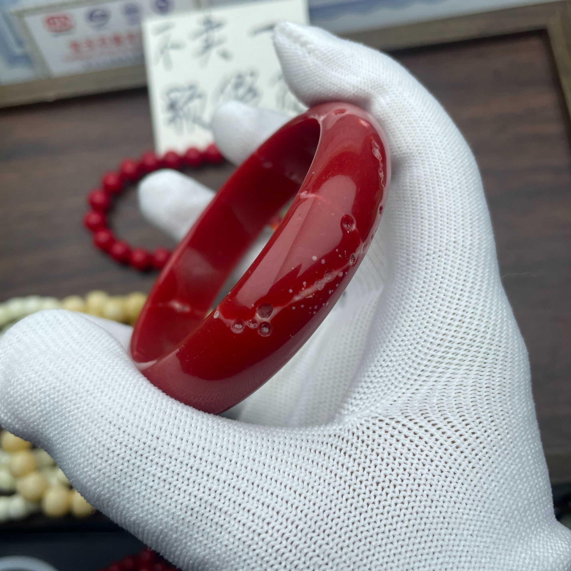 【长顺甄选】阿卡牛血红手工串珠一个