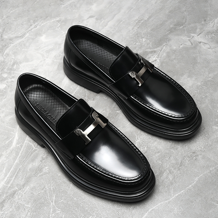 【全牛皮】乐福鞋男款真皮英伦风亮面一脚蹬男鞋商务休闲皮鞋男秋季