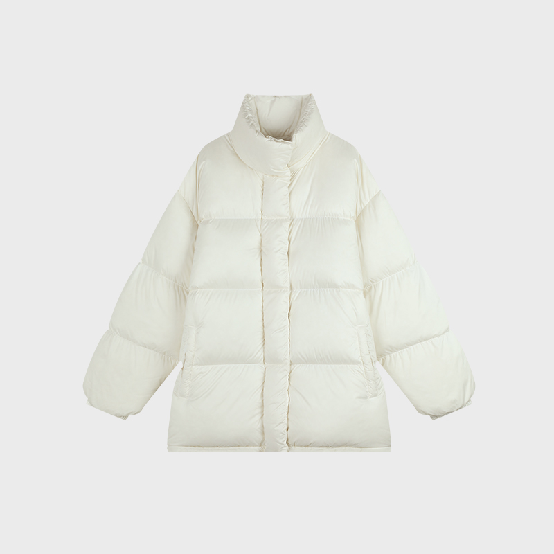 白弓BAIGONG/保暖通勤立领白鸭绒面包服羽绒外套53665X