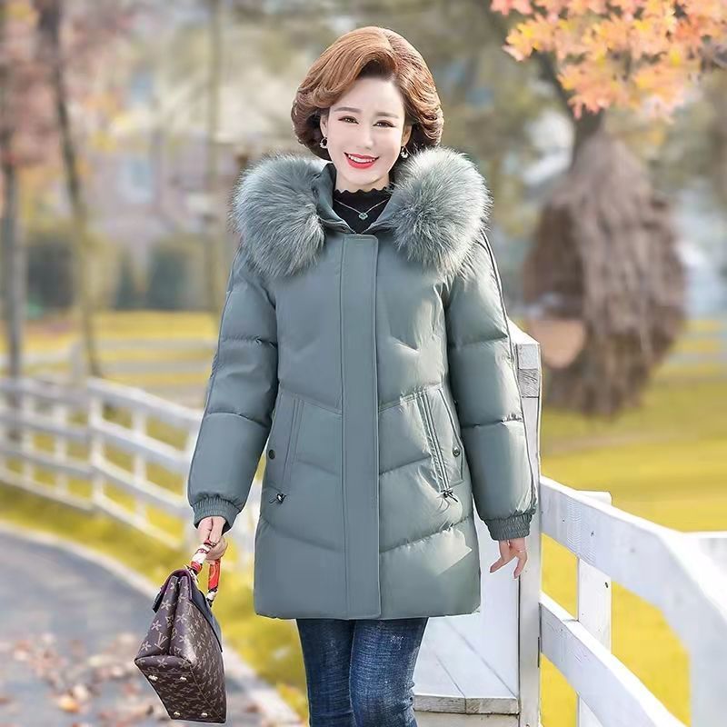 波司澄波司澄妈妈冬装外套羽绒羽绒棉服加绒新款中老年人棉衣女中