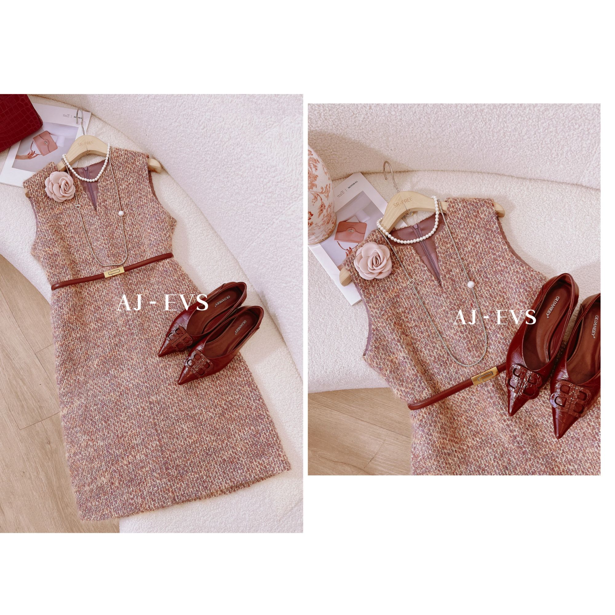 AJ-EVS【优雅入冬·进口金丝全羊毛气质优雅连衣裙】