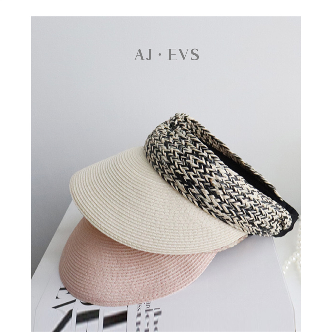 AJ-EVS【大帽檐遮阳防晒韩版气质遮阳帽】时尚休闲百搭编织通用复古
