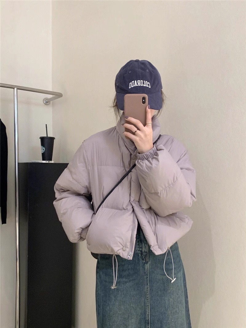 2025新短款宽松立领小个子短款女白鸭绒羽绒服外套311