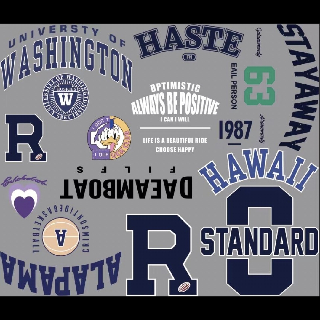 面料布料辅料白墨烫画一张