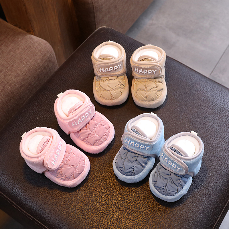 婴儿鞋秋冬季1岁加绒加厚保暖棉鞋袜男女宝宝学步鞋不掉0-6—12月