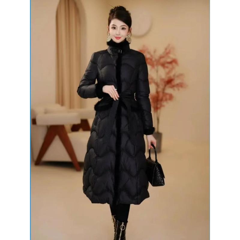 羽绒服女2023冬季气质优雅高领水貂毛领中长款收腰显瘦防寒保暖
