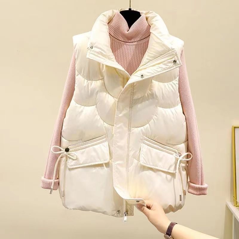 胖亮面免洗羽绒服马甲大码女2023秋冬保暖宽松马甲背心潮