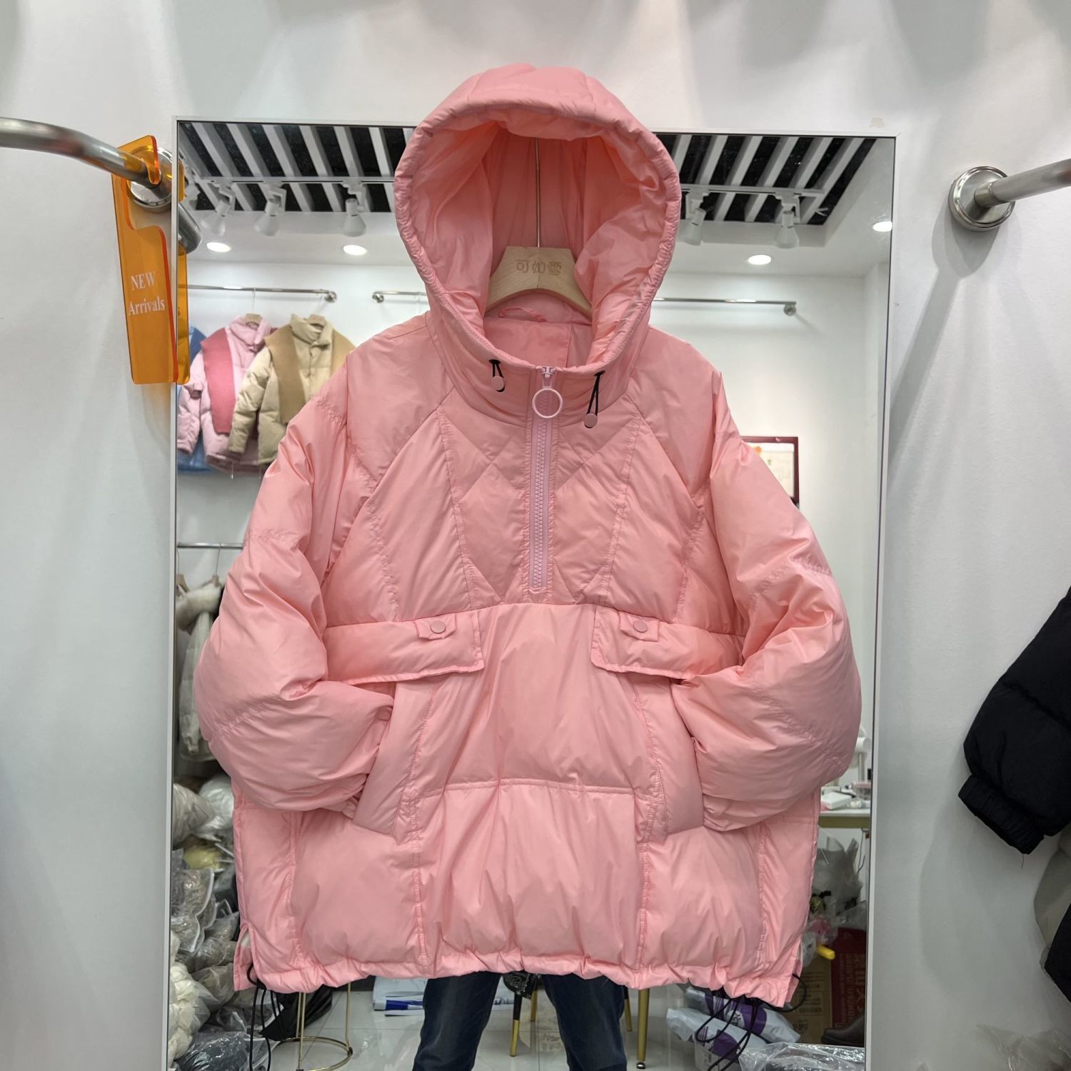 新款2023羽绒服羽绒服冬季新款韩版连帽卫衣套头宽松时尚小个子外
