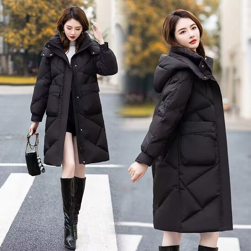 新款长款时尚羽绒服羽绒服2023新款冬季保暖防风连帽女装百