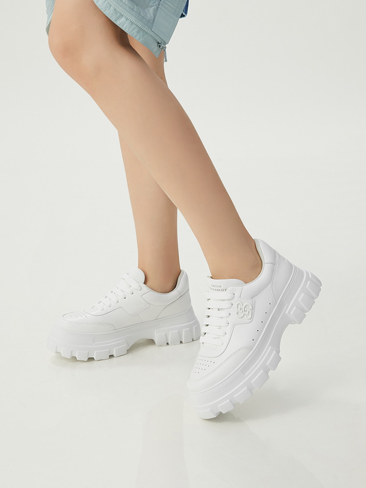 厚底时尚牛皮轻便小白鞋ax12266