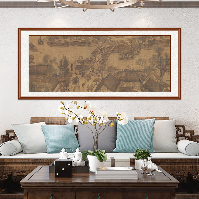 【清明上河图】带框装裱高清微喷装饰画办公室茶室客厅挂的山水画