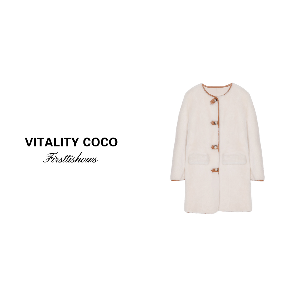 「VITALITY COCO」24秋冬上新热卖休闲皮毛一体中长款大衣1584