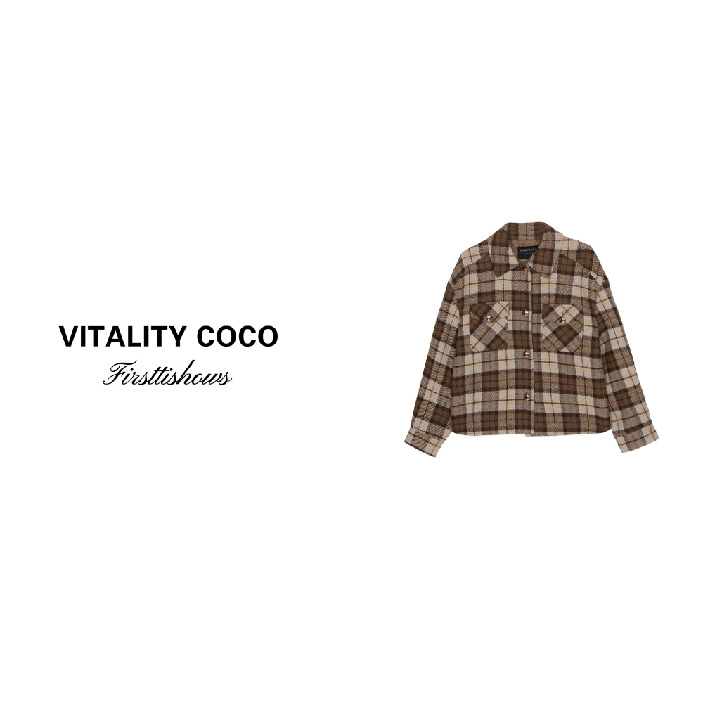 「VITALITY COCO」24冬季秋冬上新热卖菱格复古拉德百搭外套-1346