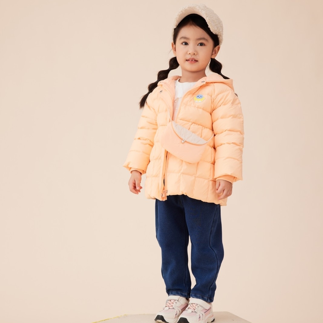 小猪女中小童中长款羽绒服（清货默认微瑕）