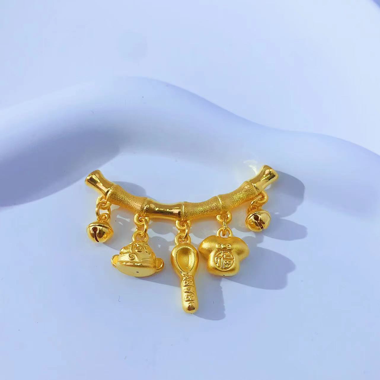 【伟新源】足金999 3D硬金 衣食无忧竹节弯管