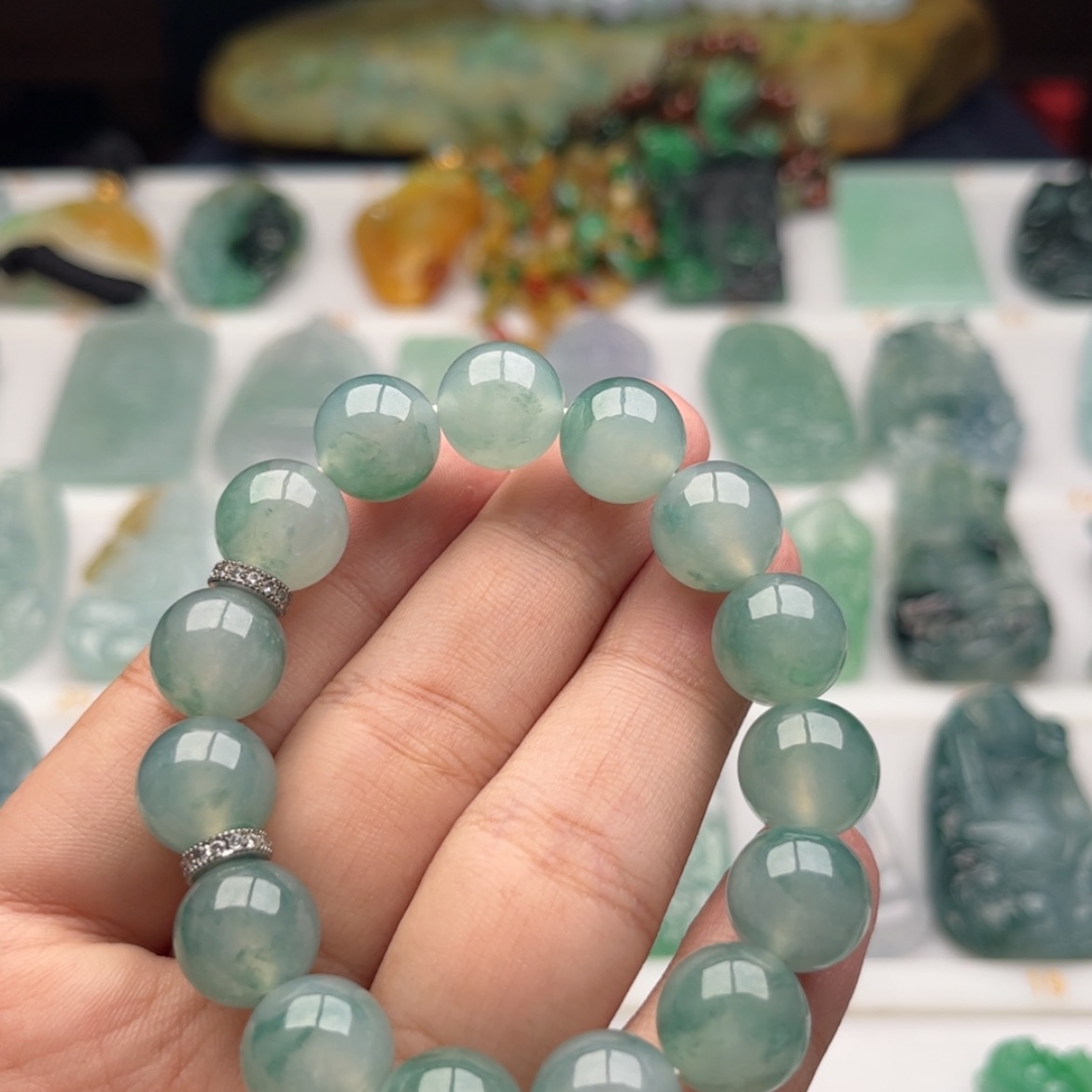 【闪购商品】定制翡翠未镶嵌古*月天然翡翠a货手串