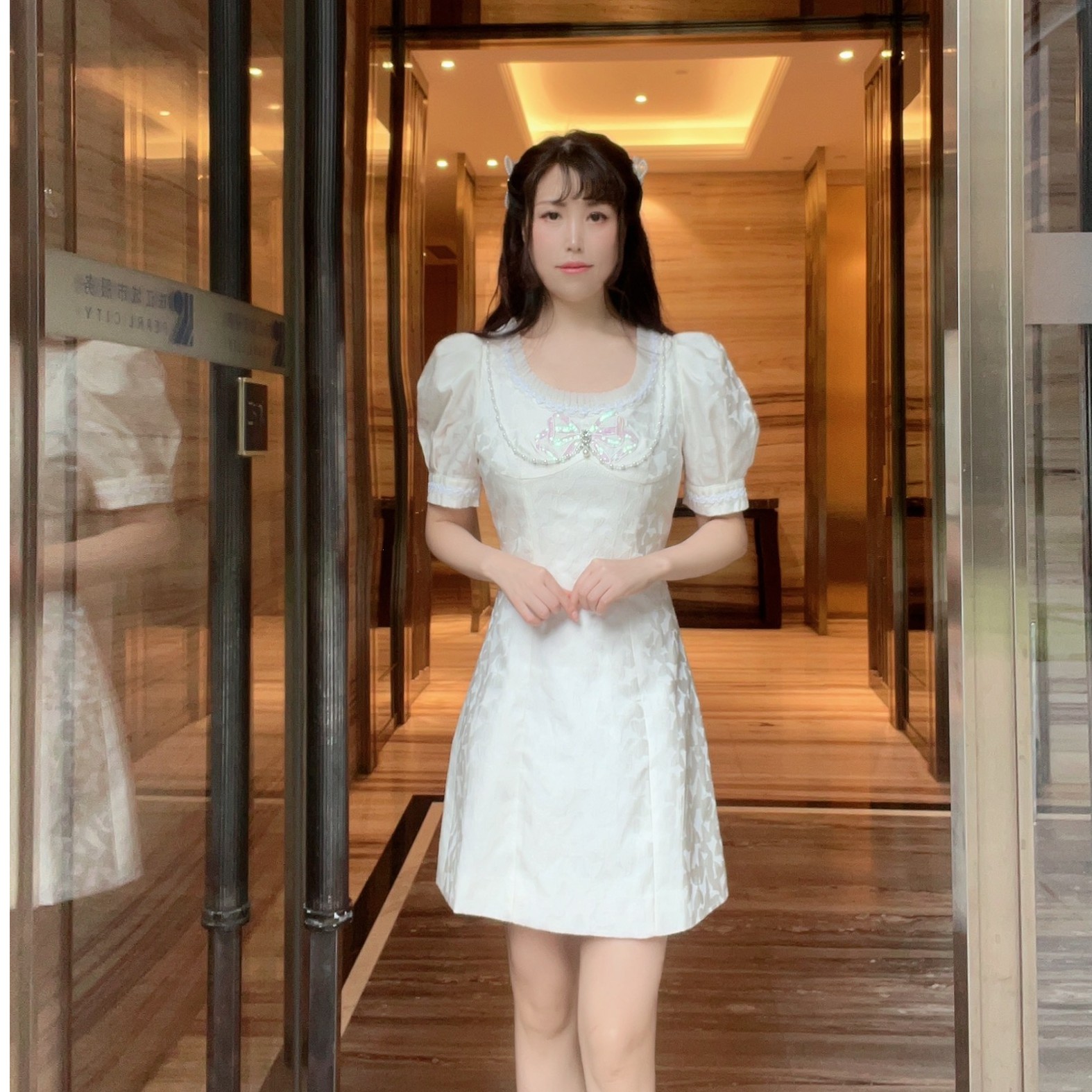 YDNalways品牌原创轻奢设计款夏季法式精致重显瘦连衣裙a字