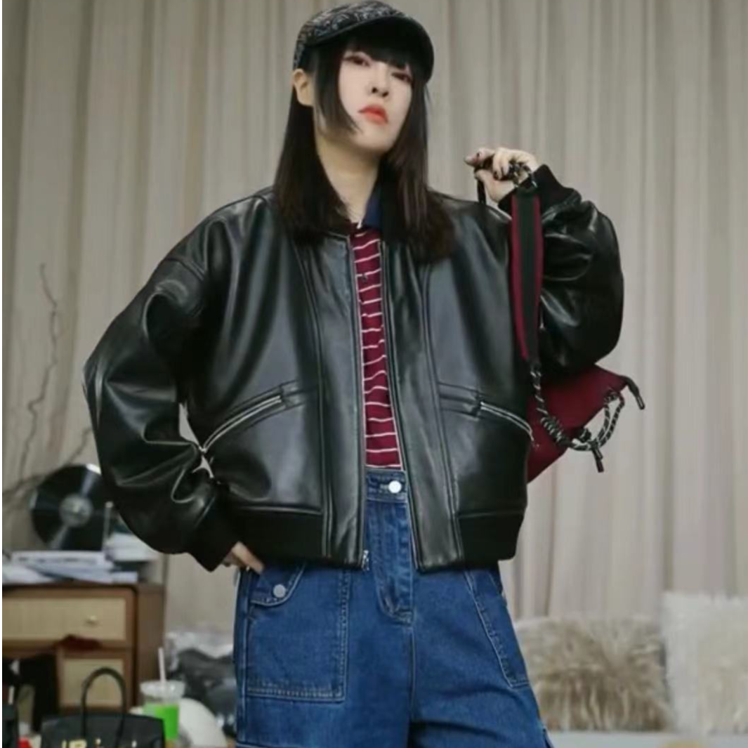 infobyfive福利秋冬小夹克真皮羊皮敦实质感皮衣外套2DI0301