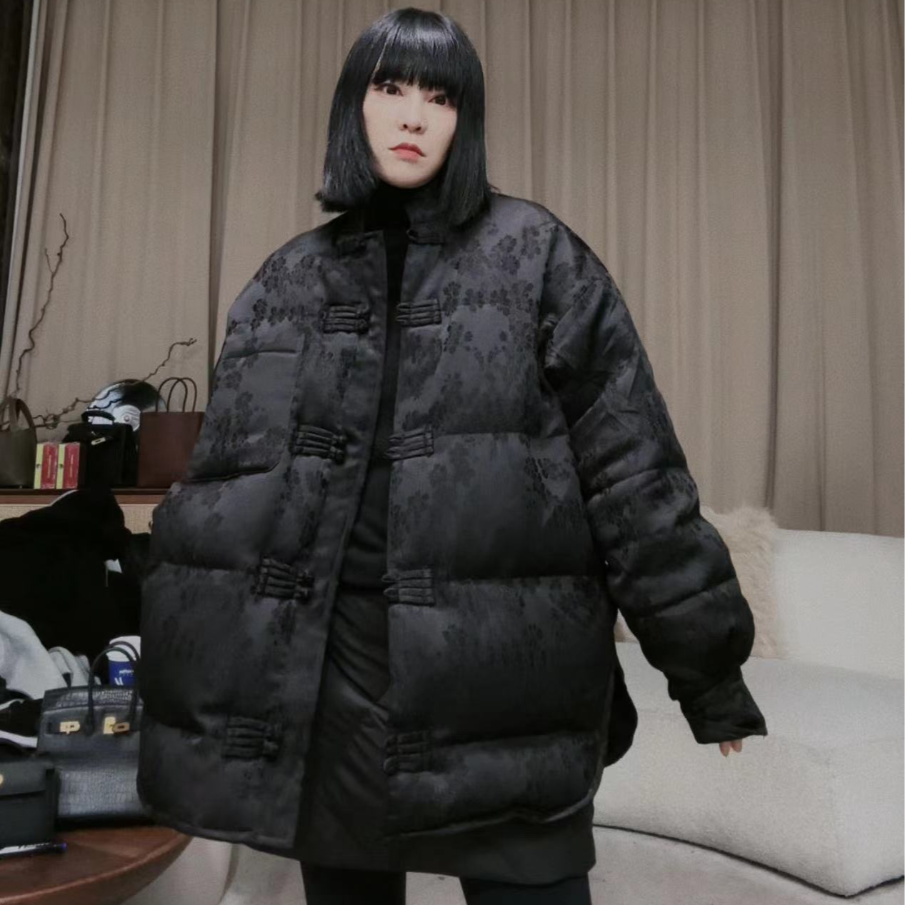 infobyfive福利冬季新款秋冬新中式拜年服印花羽绒服2DA0707