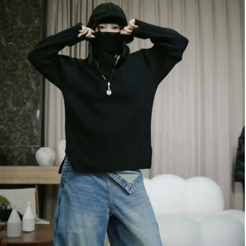 infobyfive福利新款全家福高领坑条显瘦毛领简约毛衣打底2DK0211