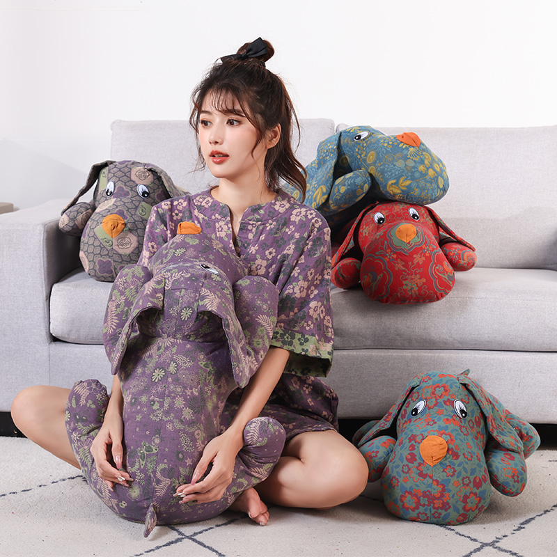 全棉色织双层纱狗狗婴幼儿成人抱枕双层纱安抚枕抱多功能枕 