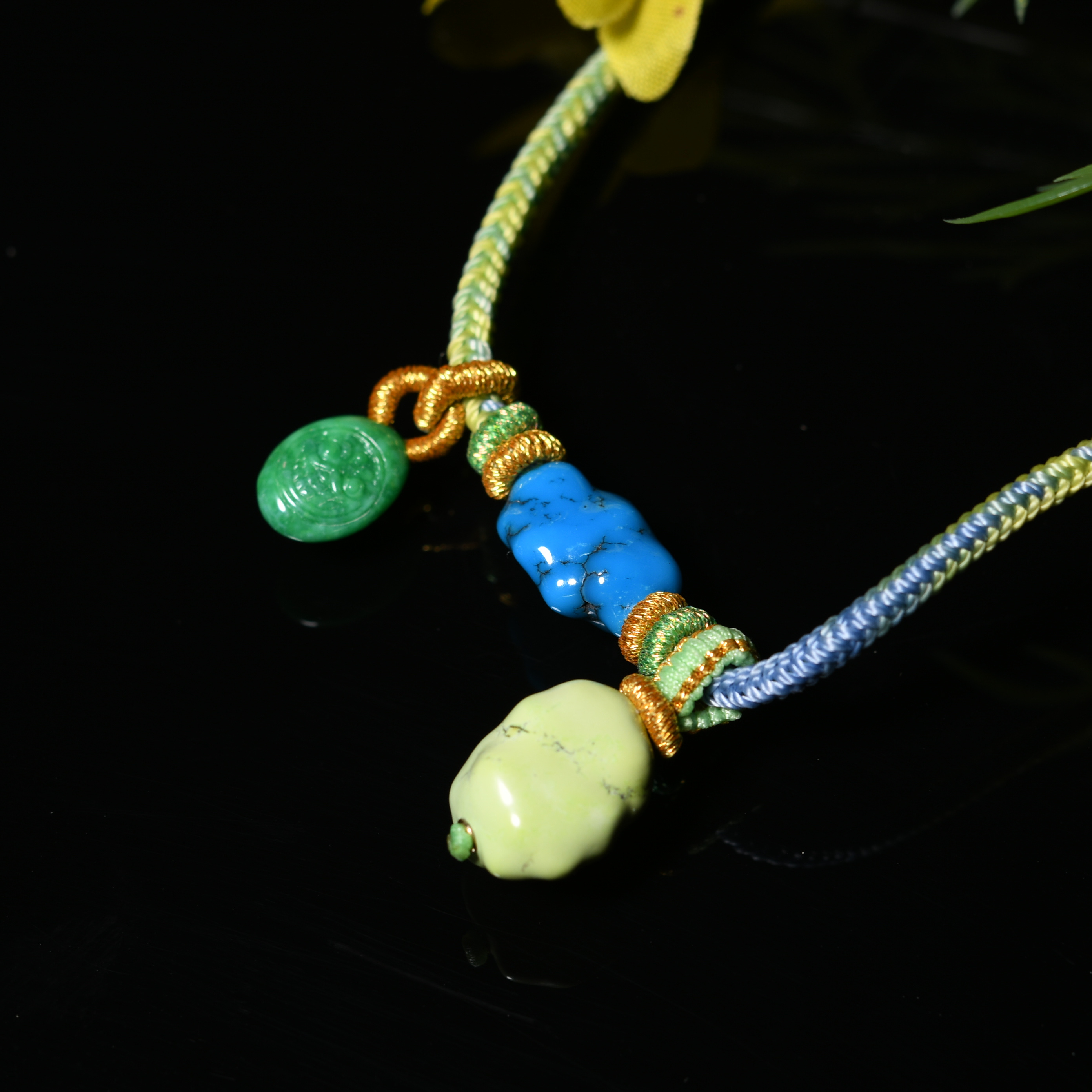 天然原矿高瓷郧西菜籽黄菜籽绿帝王绿色系珠宝编织随行手串手编