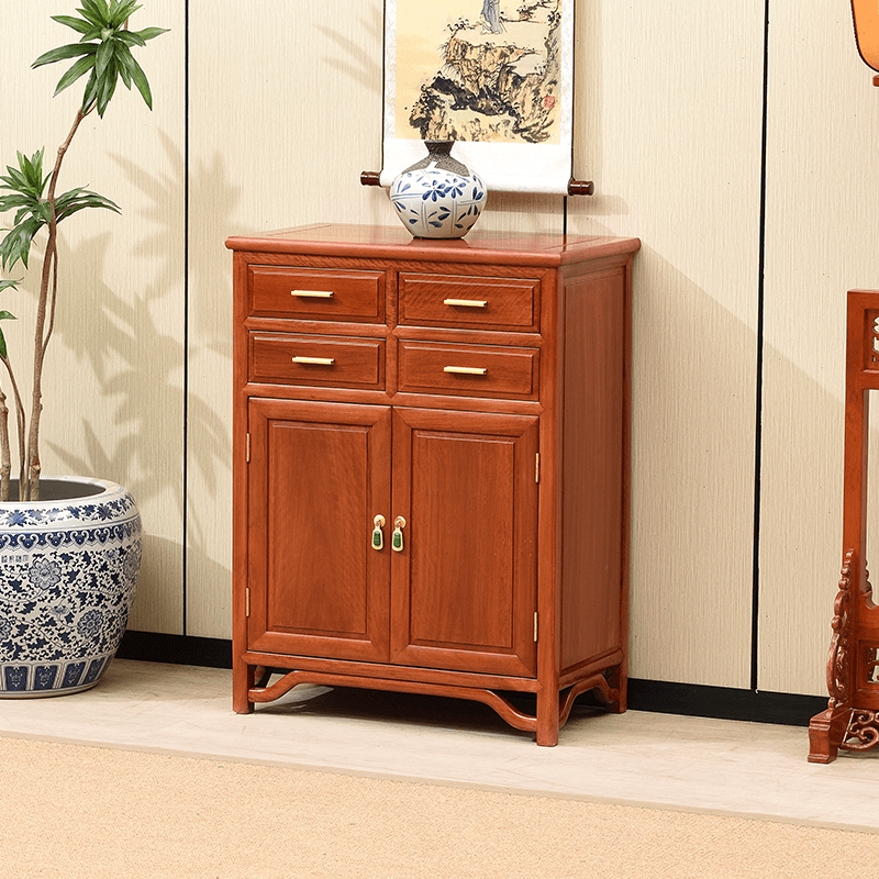 老挝花梨四抽2门餐边柜储物柜收纳柜新古典红木角柜边柜收藏家用