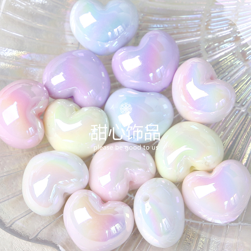 镀uv奶油爱心马贝珠亚克力胖爱心桃心珠子手工diy手机链串珠