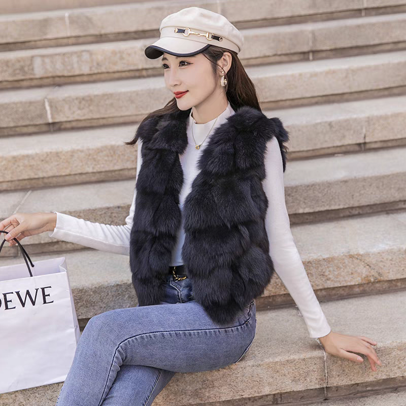 2024春秋冬洋气狐狸毛马甲女真毛短款显瘦马甲