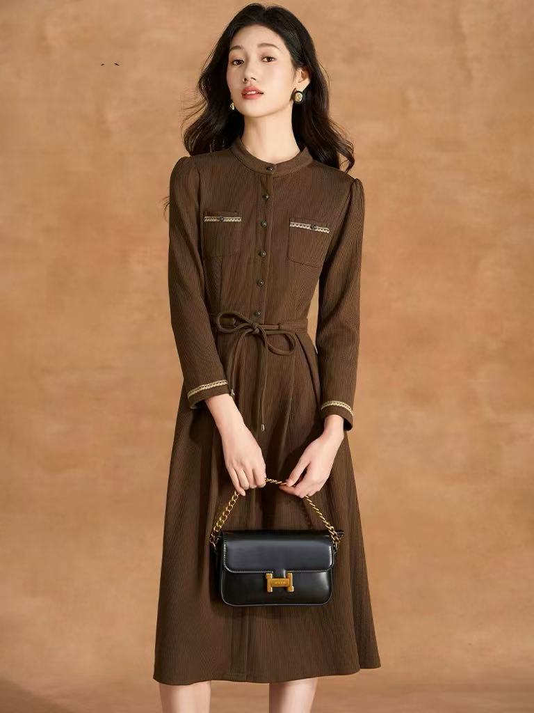 【Y3415】长袖连衣裙新款入秋冬妈妈气质高端品牌重要场合裙子