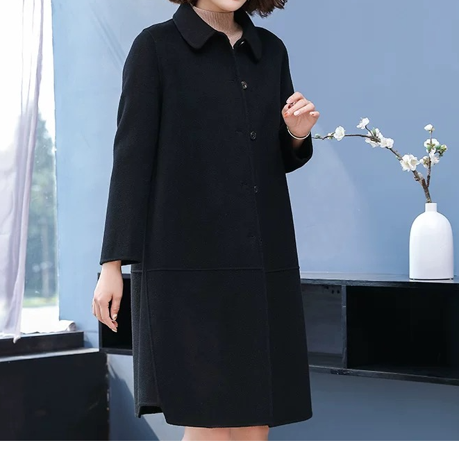 【A890】高端双面羊绒大衣女中长款2024年新款小个子纯羊毛呢外套