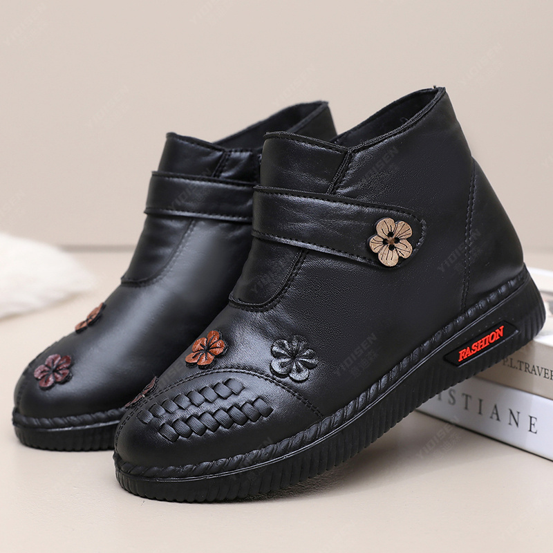 秋冬新款加厚加绒保暖棉鞋女冬季爆款时尚中老年妈妈鞋软底雪地靴