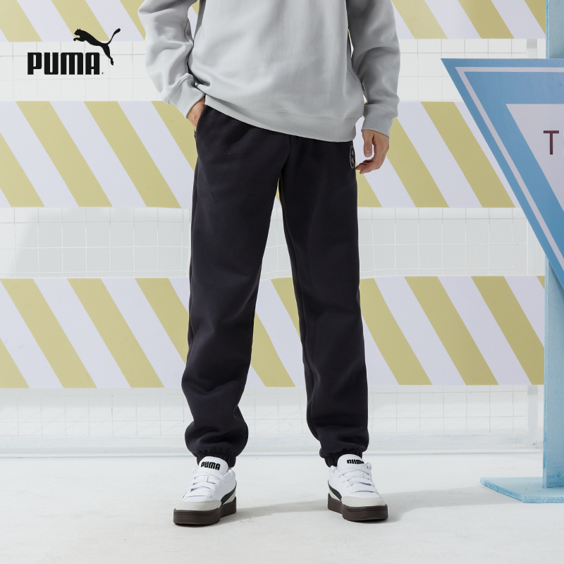 PUMA彪马卫裤男2024新款草灰色束脚休闲裤潮流时尚针织长裤627881