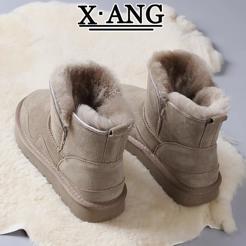 皮毛一体雪地靴女冬季新款加绒加厚保暖厚底防滑东北大棉鞋短靴子