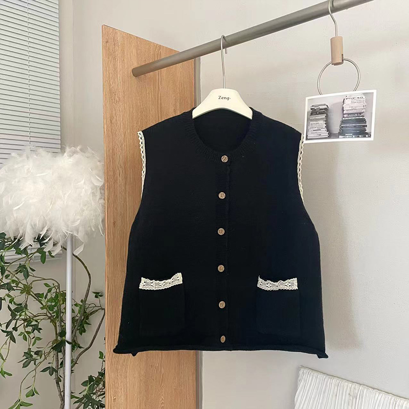 曾曾家【韩茵时代】2025新款花边马甲韩系百搭针织系列