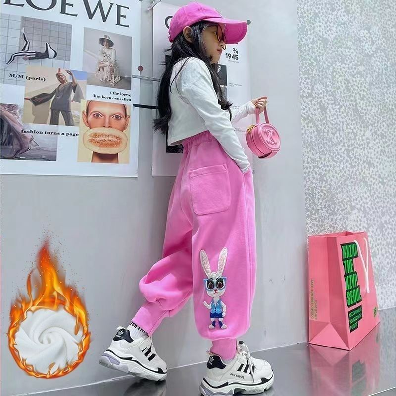女童裤子春秋冬新款儿童薄款休闲裤中大童加绒卫裤女孩运动长裤潮