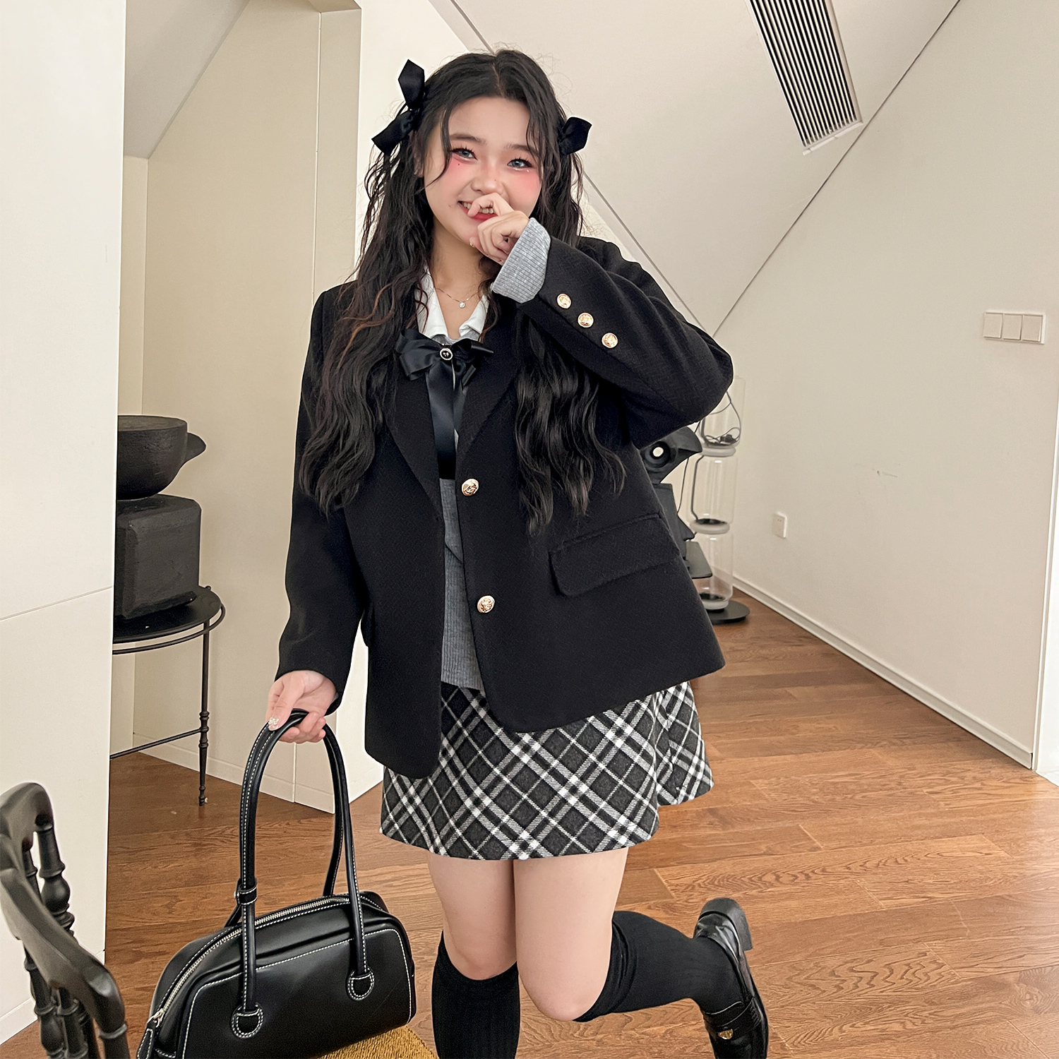 【冬季单品】设计感夹棉西装美高学院风小西服外套2582