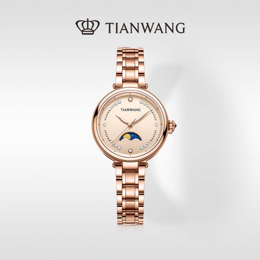 天王表尚·SHINE系列女士表商场同款通勤国表石英机芯浅咖色钢带