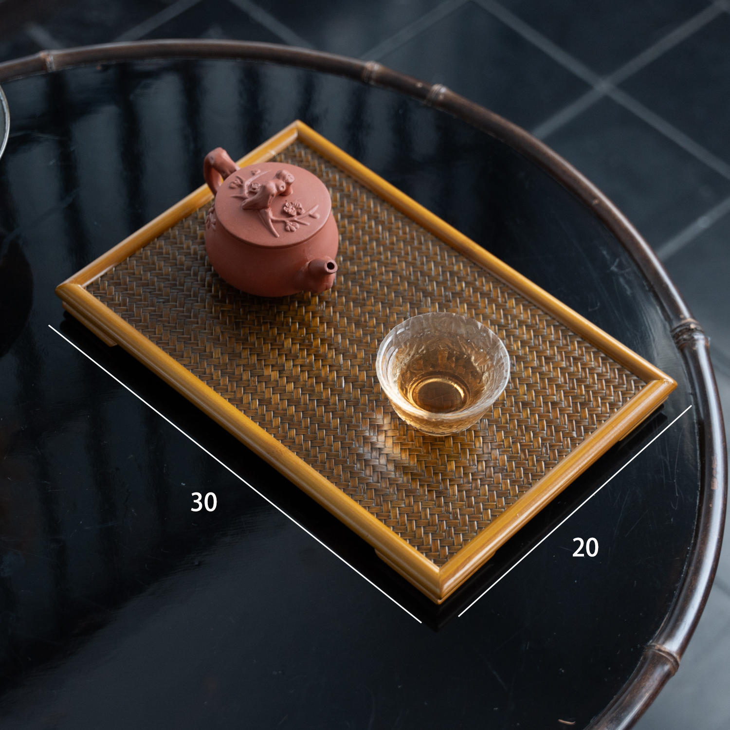 【兰亭】非遗竹编席干泡台壶承家用茶室小茶盘茶台轻奢复古茶盘中式