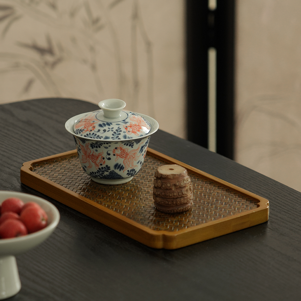 【大宋】壶承竹编茶杯茶具收纳盘轻奢桌面茶托盘古文盘茶盘纯手工