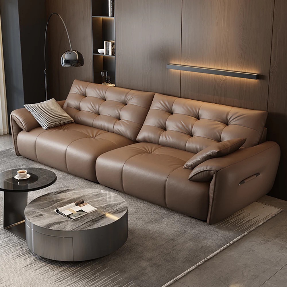 大象耳朵云朵沙发意式极简摩卡色大小户型客厅高端直排真皮沙发