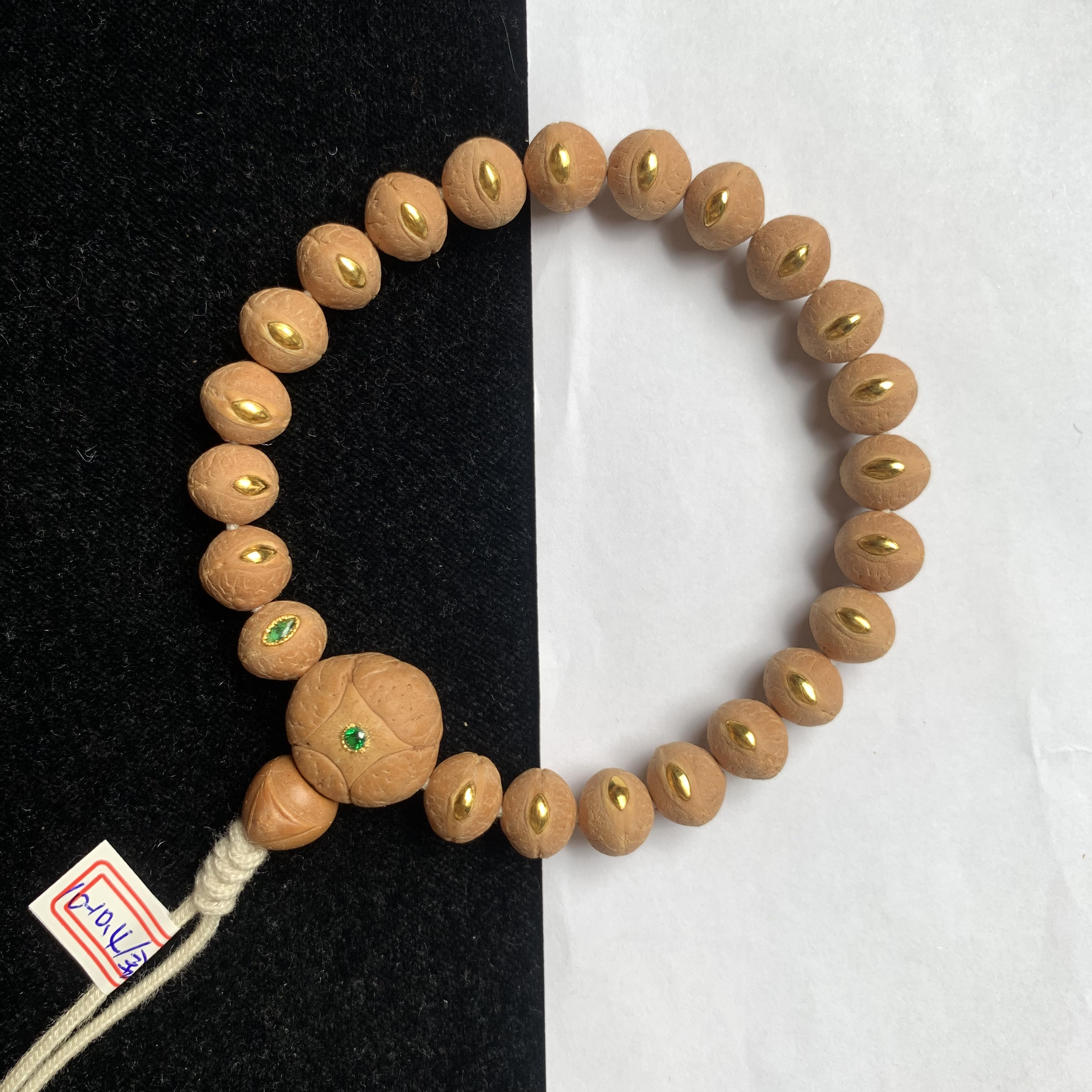 尼泊尔凤眼菩提24k金钉镶嵌手串10mm+实心籽原皮原色