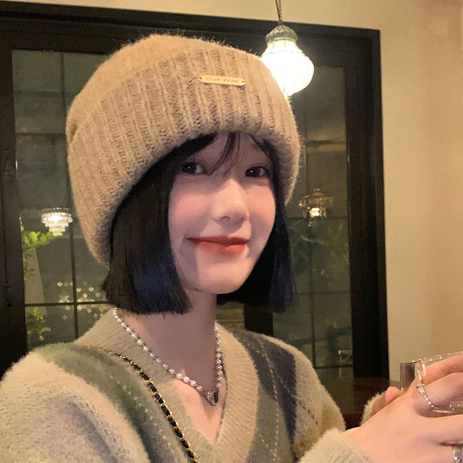 韩版秋冬季毛线帽女百搭显脸小针织帽网红防寒大头围保暖护耳帽子