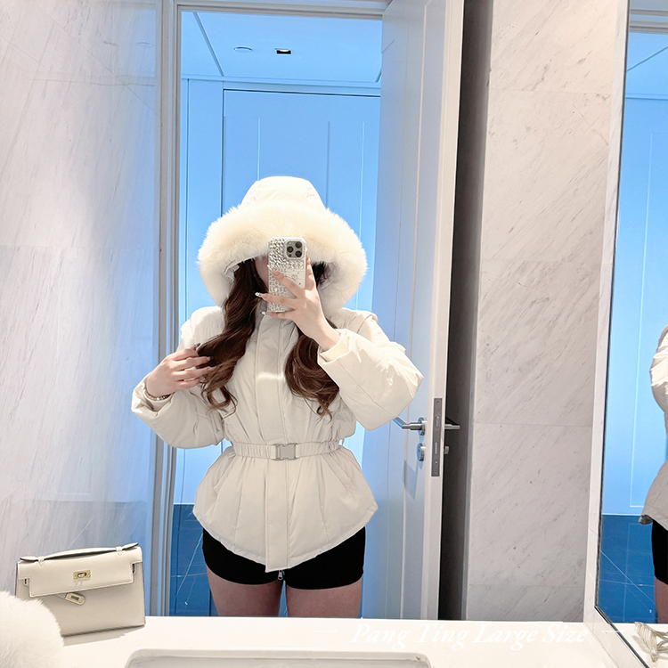 【现货】胖婷大码定制微胖「冰岛雪芙」真狐狸毛可拆袖50白鹅绒羽绒服