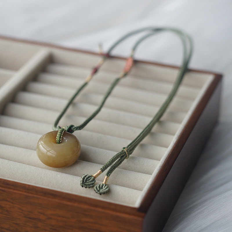 新疆和田玉且末糖玉平安扣吊坠素圈面包圈挂件