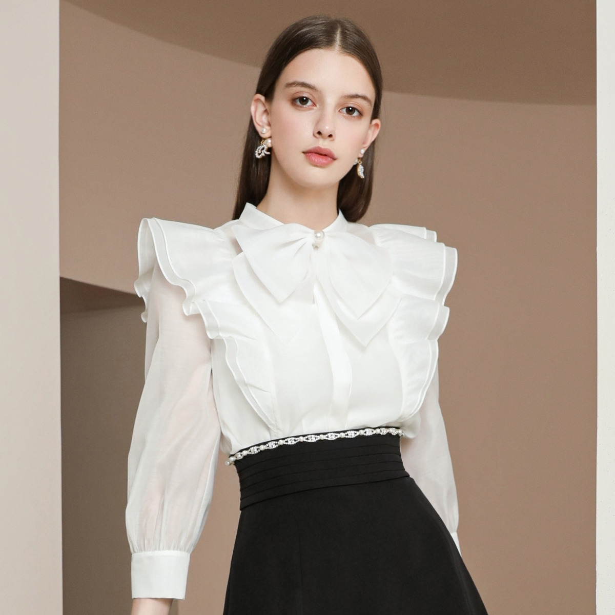 【粉丝专属】Caroline秋季内搭蝴蝶结衬衫WCRDCA13