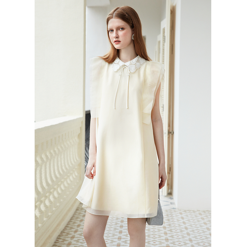 【诗语专属】Caroline夏款设计感蕾丝显瘦气质无袖连衣裙ECREBA05