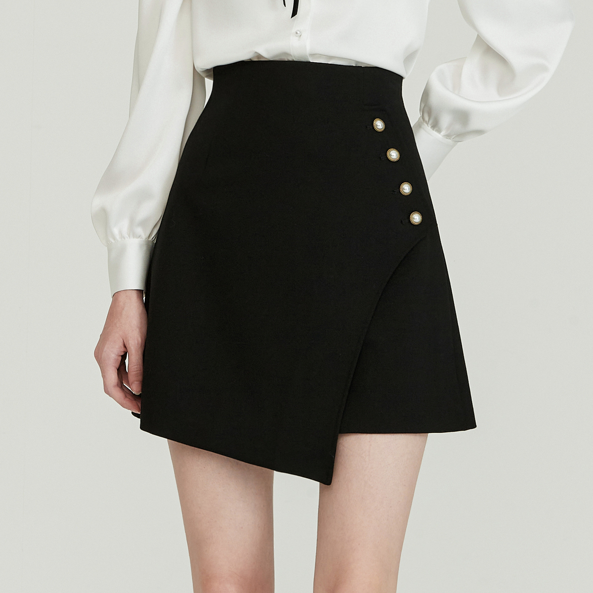 【陈大可专属】Caroline秋季高腰不对称短款A字半身裙ECRCCD10